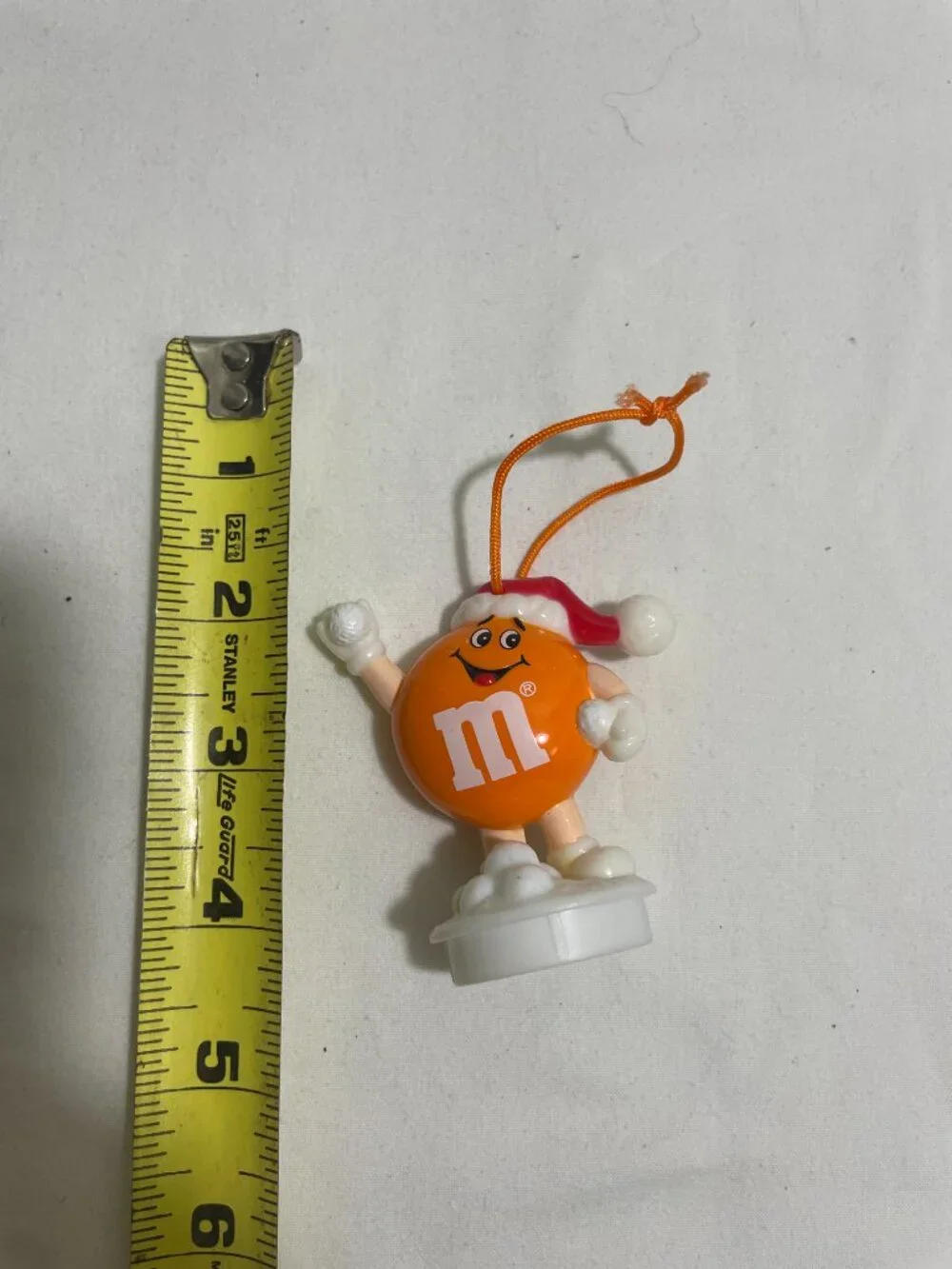 M&M's Orange Christmas Candy Character Ornament Figure Santa Hat 1990 Holiday
